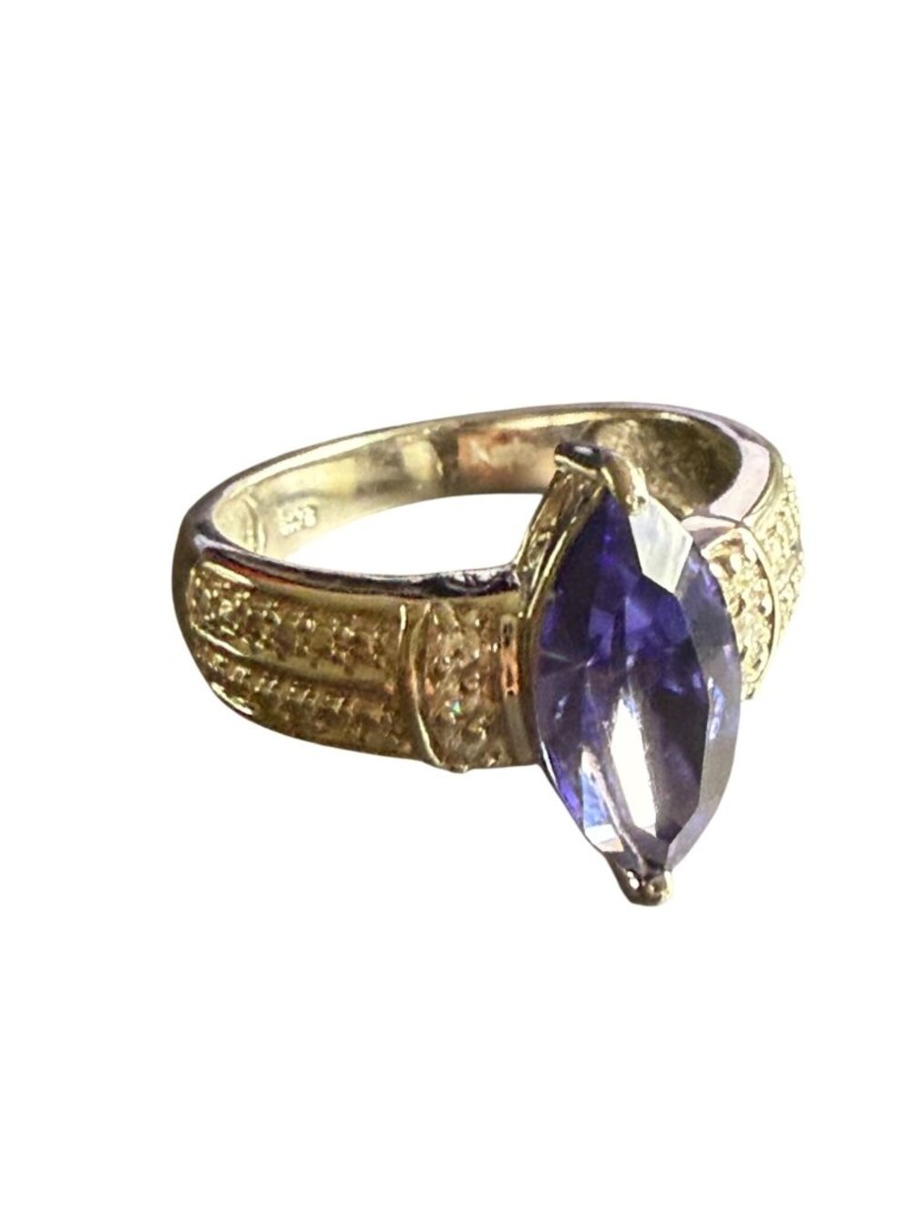 Marquise Cut Purple Swarovski Crystal Ring Silver toned 10 Elegant